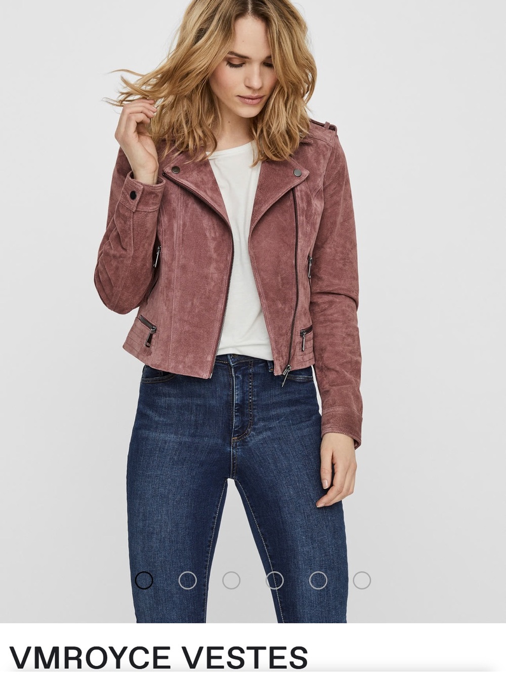 Vero Moda dusty pink Suede Moto Jacket